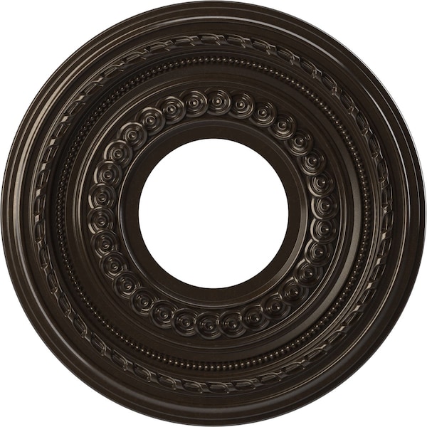 Ekena Millwork Cole PVC Medallion (Canopies up to 4 1/4"), 10"OD x 3 1/2"ID x 3/4"P, Universal Metallic Rustic Mist CMP10COERU - main